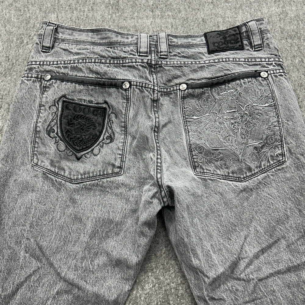 Vintage Coogi Jeans Mens 40x35 Denim Black Wash Designer Embroidered